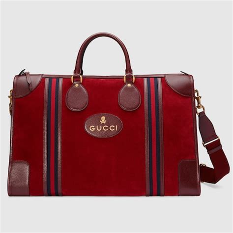 gucci large suede duffle bag with web red|authentic gucci duffle bags.